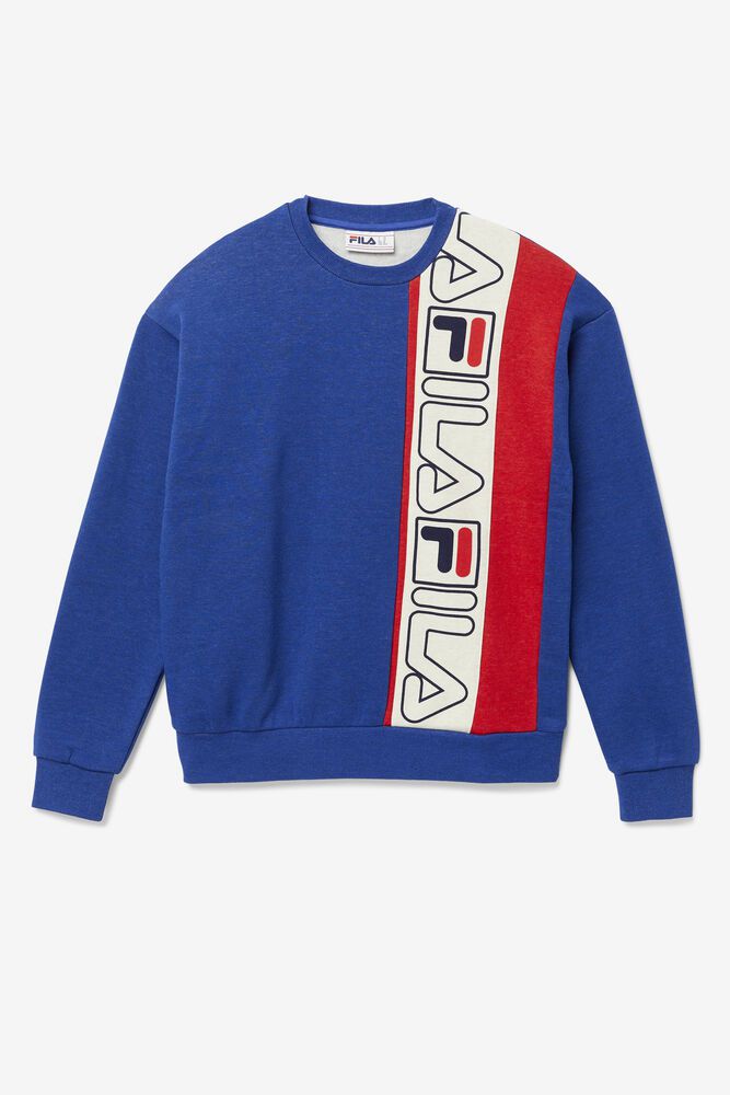 Fila Powel Crew Blue Sweatshirt Mens - NZ 65703-HSEI